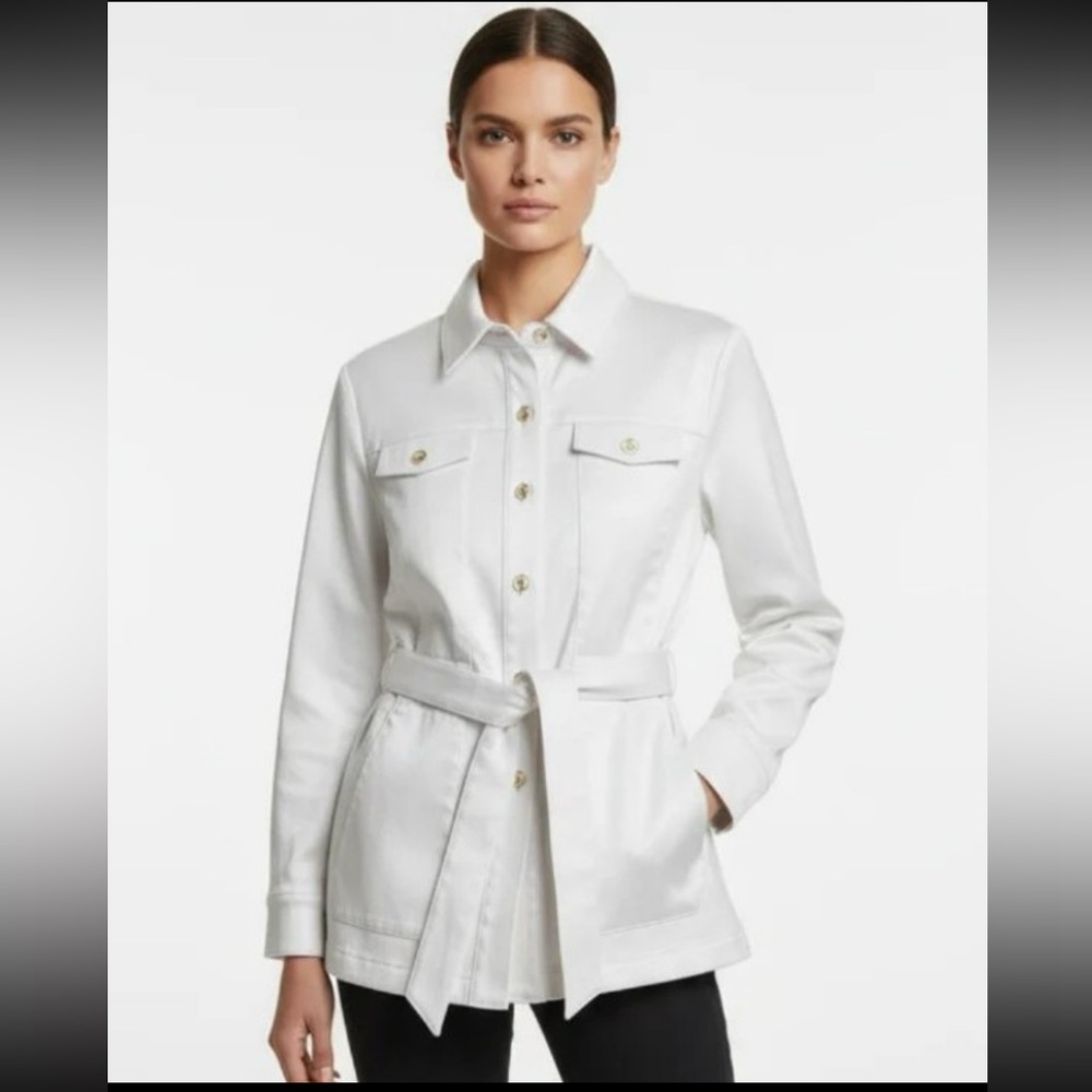 St. John white belted jacket size S